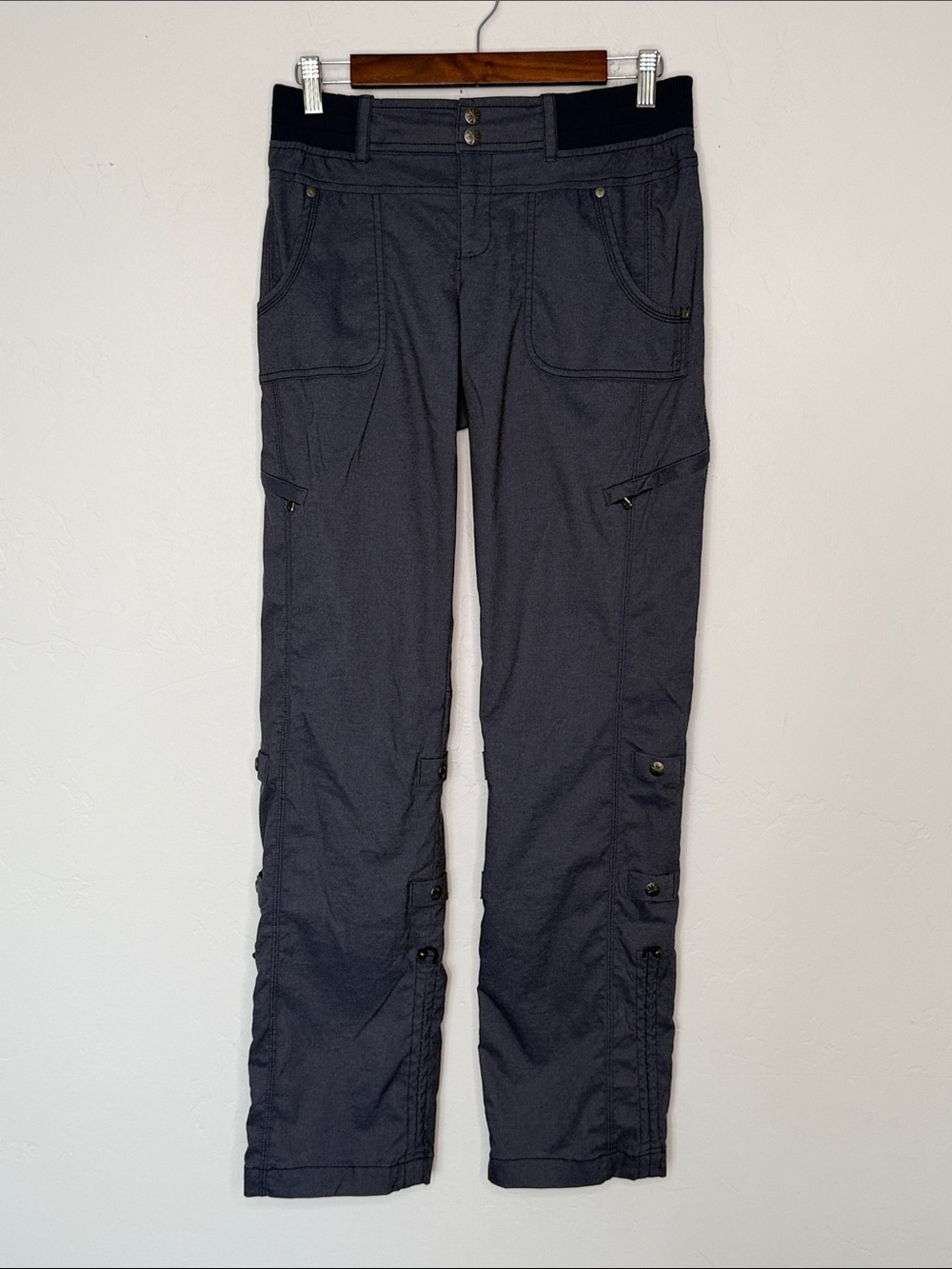 Athleta Shasta Convertible Hiking Cargo Pants Nylon Stretch Blue Women’s 4